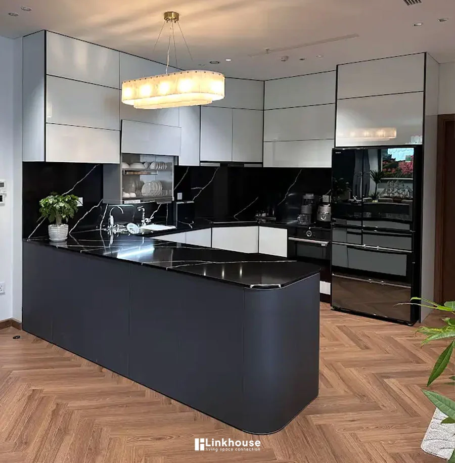 Thi công tủ bếp hợp kim bàn đảo cho chung cư Hải Phòng